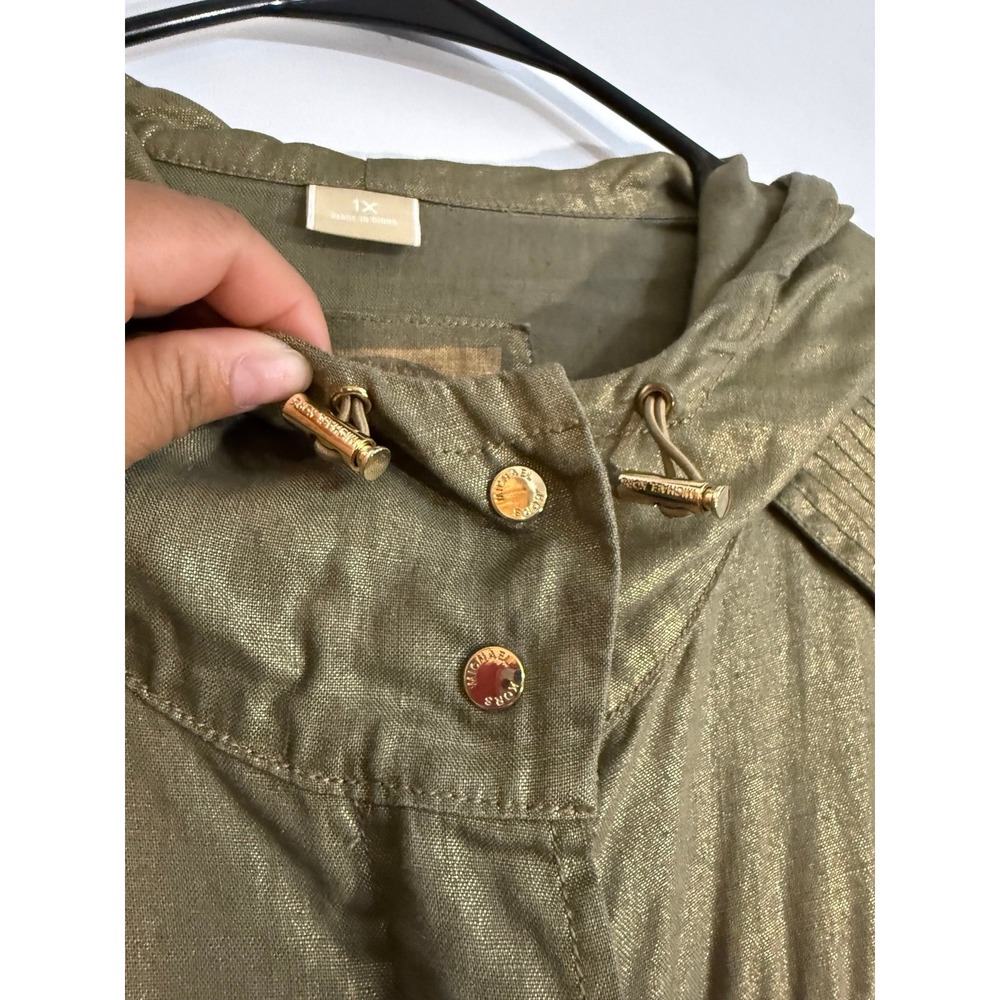 Michael Kors Metallic Olive Green Utility Jacket-size 1X - Picture 5 of 12